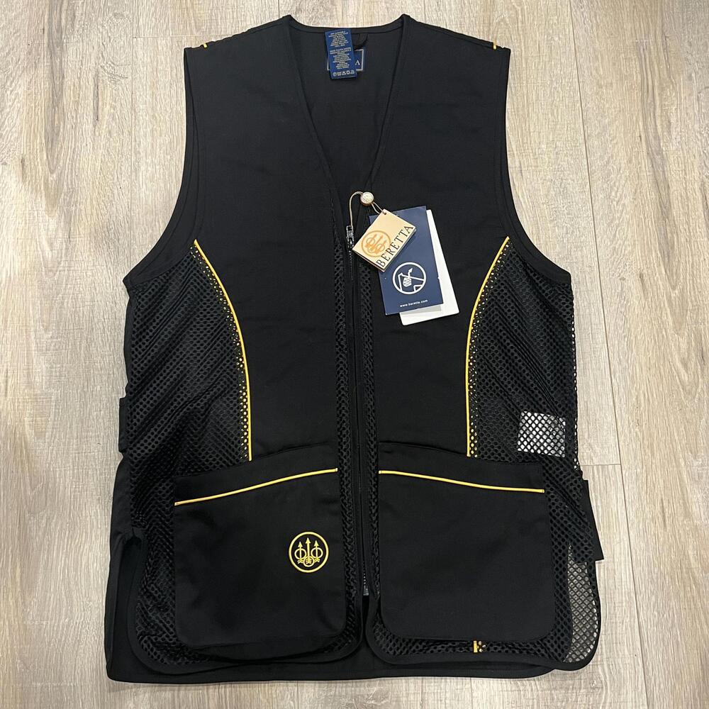 Beretta Silver Pigeon Shooting vest Jacket Black Mesh Zip up Pockets NWT Large